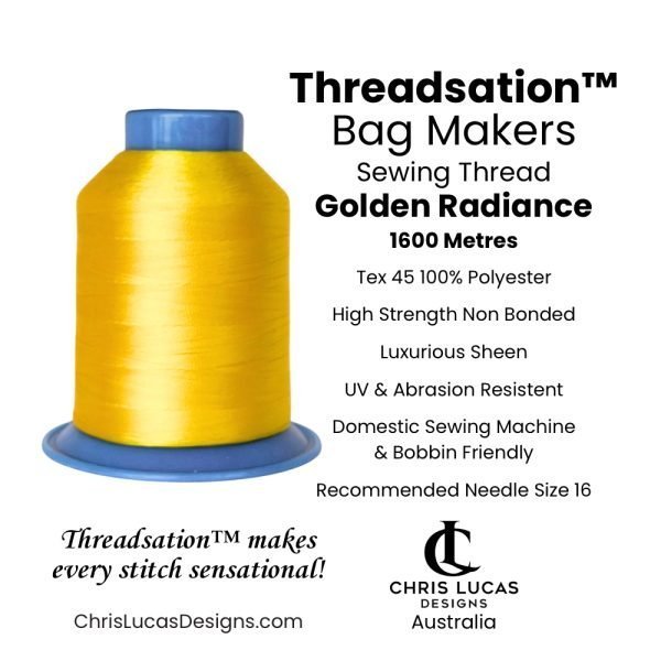 Threadsation Tex 45 polyester bag-making thread in Golden Radiance — satin finish