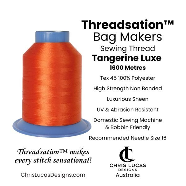 Threadsation Tex 45 polyester bag-making thread in Tangerine Luxe — satin finish