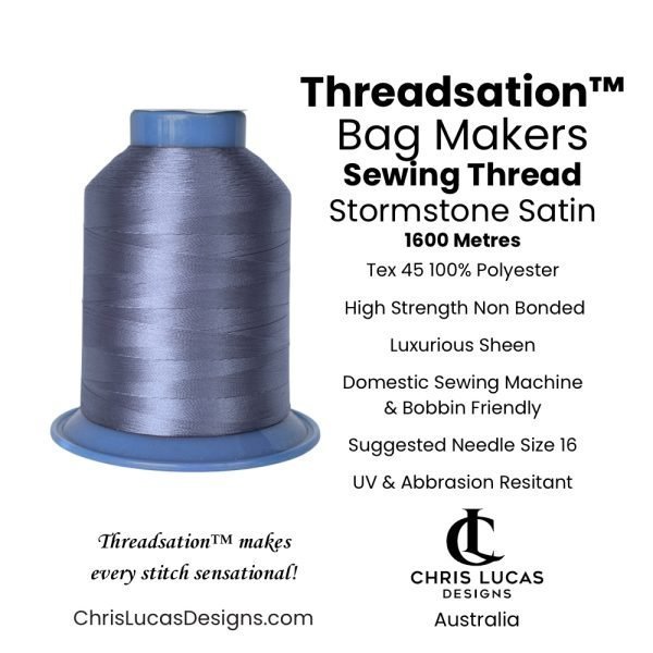 Threadsation Tex 45 polyester bag-making thread in Stormstone Satin — satin finish