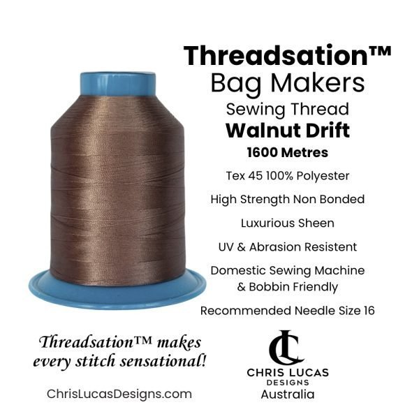 Walnut Drift Threadsation Tex 45 sewing thread spool in a warm mid-tone brown.