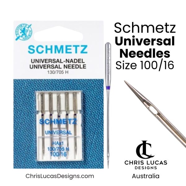 Schmetz Universal sewing machine needles size 100 16 general purpose needles for thicker fabrics bag making supplies Australia