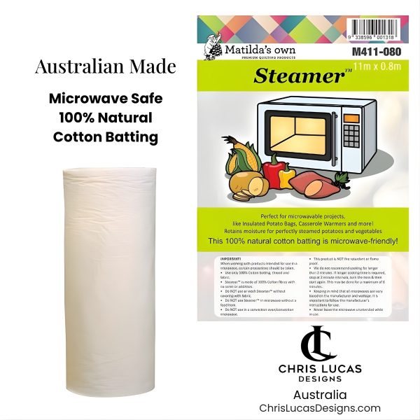Matilda’s Own Steamer microwave safe cotton batting Australian made for bowl cozies and sewing projects