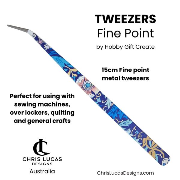 Fine Point Tweezers 15cm Blue Floral Print Hobby Gift Create Australia