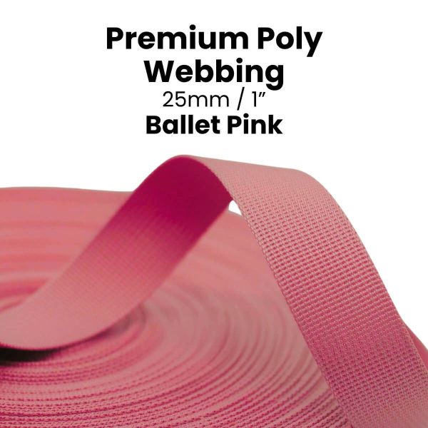 Ballet pink premium poly webbing 25mm polyester strap bag making Australia
