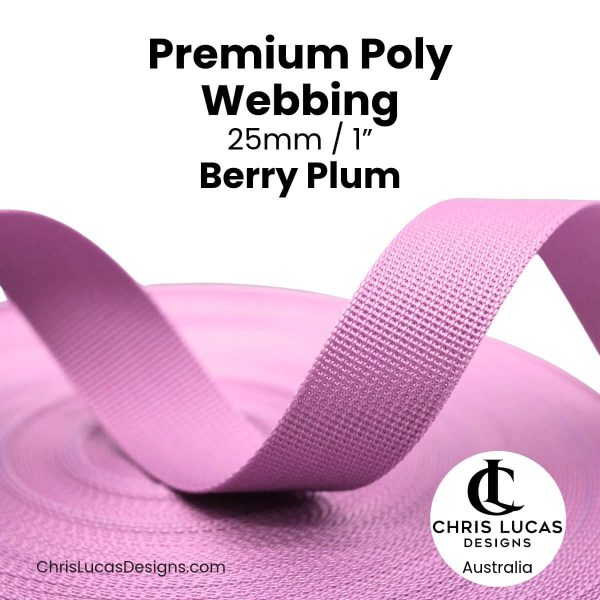 Berry plum premium poly webbing 25mm polyester strap bag making Australia