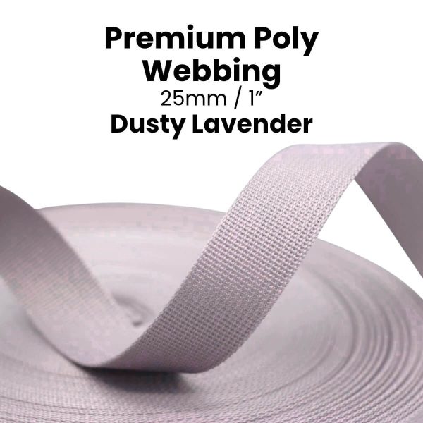 Dusty lavender premium poly webbing 25mm polyester strap bag making Australia