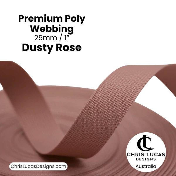 Dusty rose premium poly webbing 25mm polyester strap bag making Australia