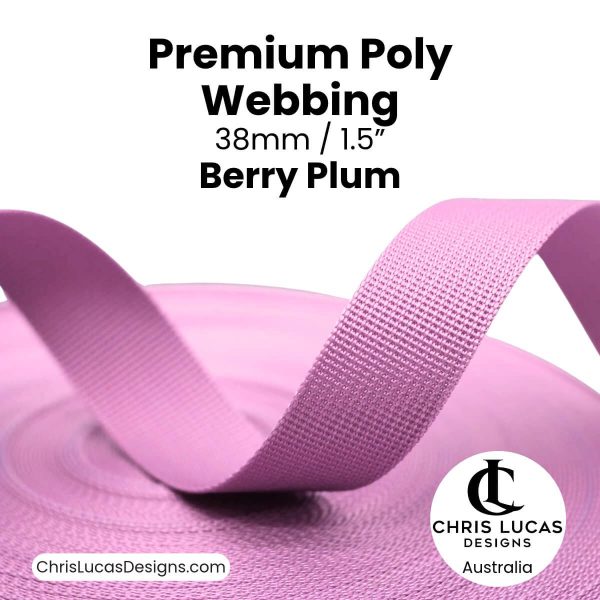 Berry Plum Premium Poly Webbing 38mm for bag straps and handles at Chris Lucas Designs Australia