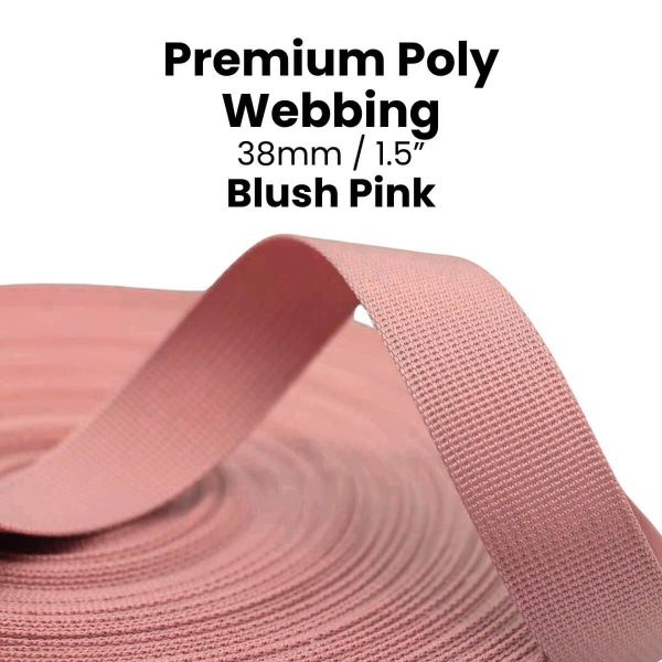 Blush Pink Premium Poly Webbing 38mm for bag straps and handles at Chris Lucas Designs Australia