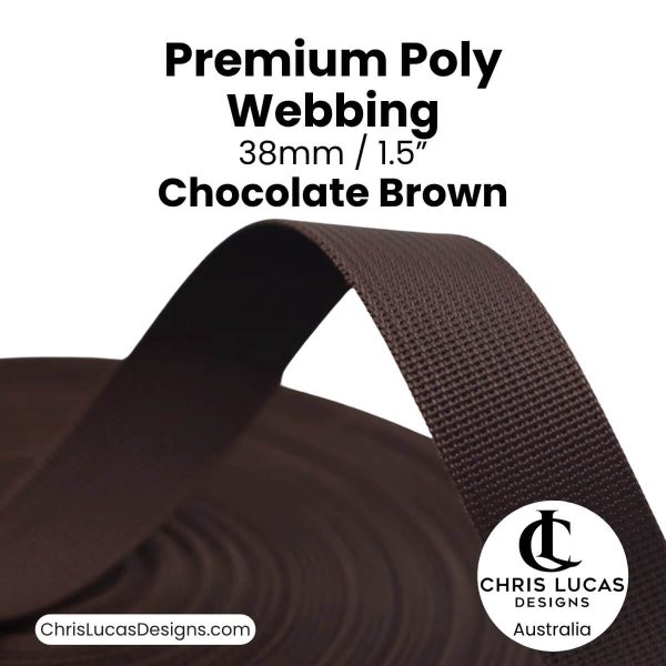 Chocolate Brown Premium Poly Webbing 38mm for bag straps and handles at Chris Lucas Designs Australia