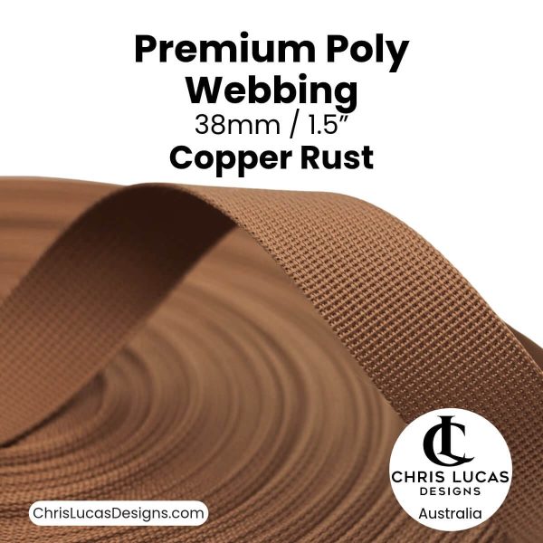 Copper Rust Premium Poly Webbing 38mm for bag straps and handles at Chris Lucas Designs Australia