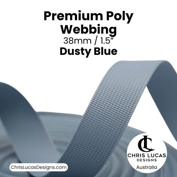Dusty Blue Premium Poly Webbing 38mm for bag straps and handles at Chris Lucas Designs Australia