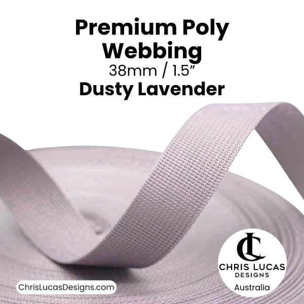 Dusty Lavender Premium Poly Webbing 38mm for bag straps and handles at Chris Lucas Designs Australia