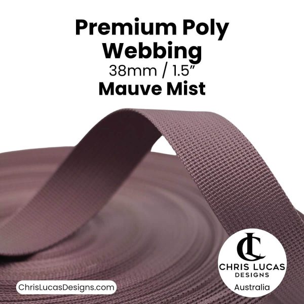 Mauve Mist Premium Poly Webbing 38mm for bag straps and handles at Chris Lucas Designs Australia