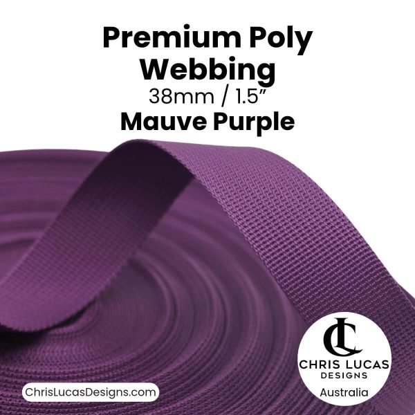 Mauve Purple Premium Poly Webbing 38mm for bag straps and handles at Chris Lucas Designs Australia