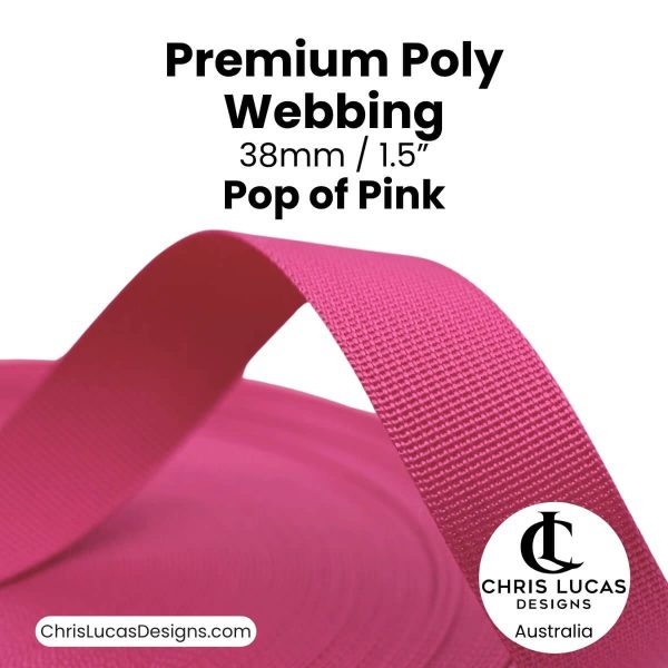 Pop of Pink Premium Poly Webbing 38mm for bag straps and handles at Chris Lucas Designs Australia