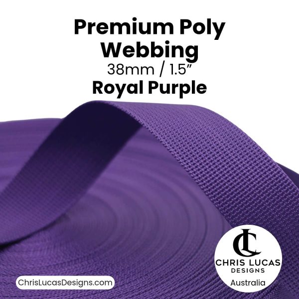 Royal Purple Premium Poly Webbing 38mm for bag straps and handles at Chris Lucas Designs Australia