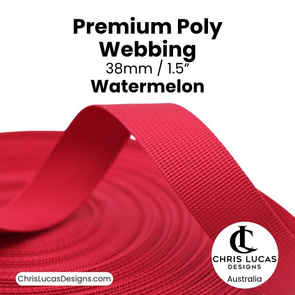 Watermelon Premium Poly Webbing 38mm for bag straps and handles at Chris Lucas Designs Australia