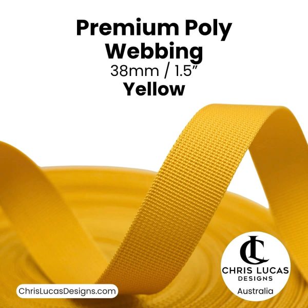 Yellow Premium Poly Webbing 38mm for bag straps and handles at Chris Lucas Designs Australia