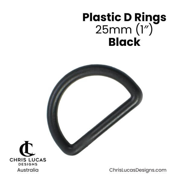 Plastic D Rings 25mm Black from Chris Lucas Designs Australia