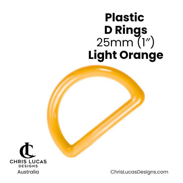 Plastic D Rings 25mm Light Orange from Chris Lucas Designs Australia