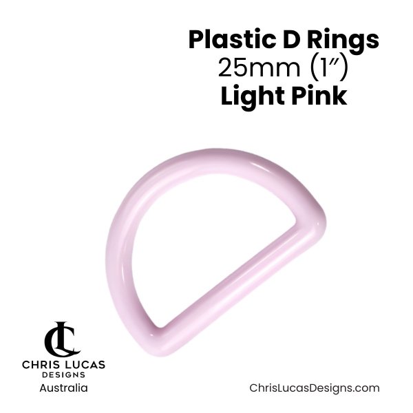Plastic D Rings 25mm Light Pink from Chris Lucas Designs Australia