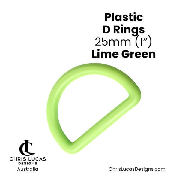 Plastic D Rings 25mm Lime Green from Chris Lucas Designs Australia