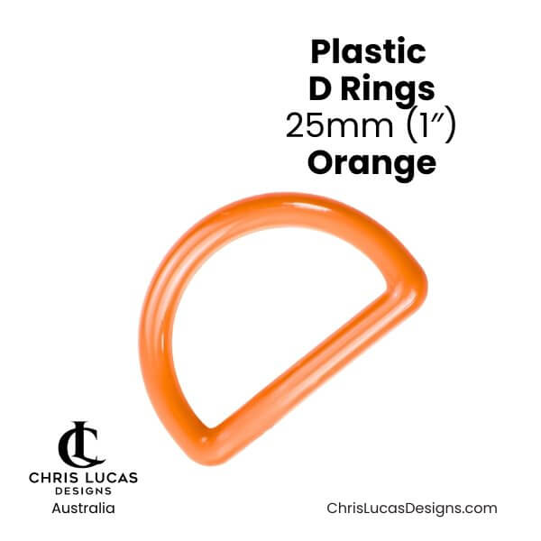 Plastic D Rings 25mm Orange from Chris Lucas Designs Australia