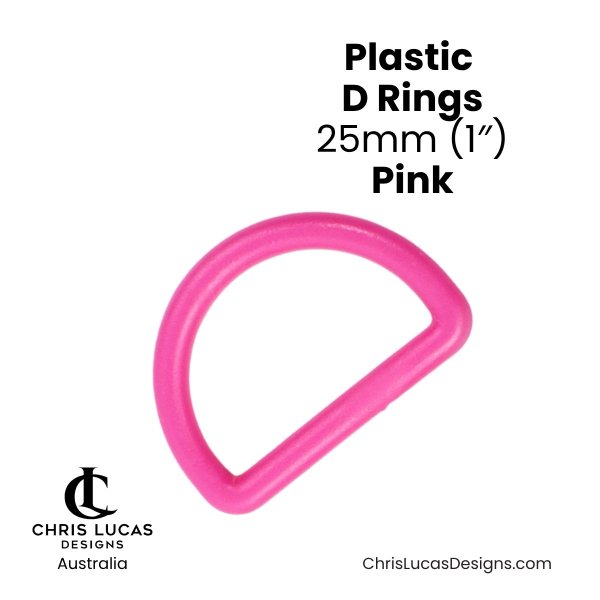 Plastic D Rings 25mm Pink from Chris Lucas Designs Australia