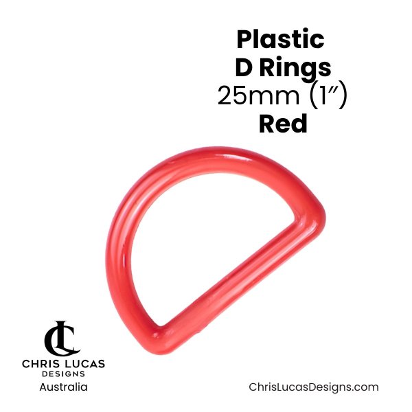 Plastic D Rings 25mm Red from Chris Lucas Designs Australia