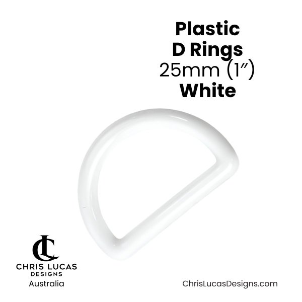 Plastic D Rings 25mm White from Chris Lucas Designs Australia