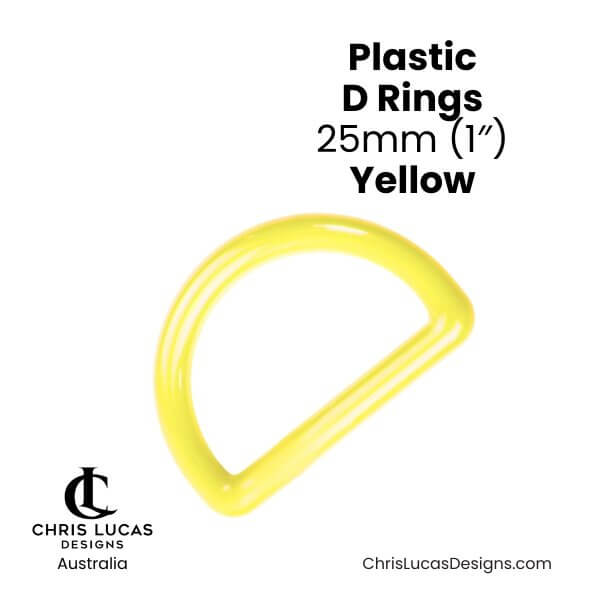 Plastic D Rings 25mm Yellow from Chris Lucas Designs Australia