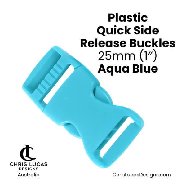 Plastic Quick Side Release Buckles 25mm Aqua Blue from Chris Lucas Designs Australia