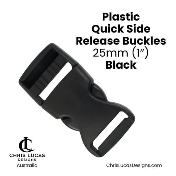 Plastic Quick Side Release Buckles 25mm Black from Chris Lucas Designs Australia
