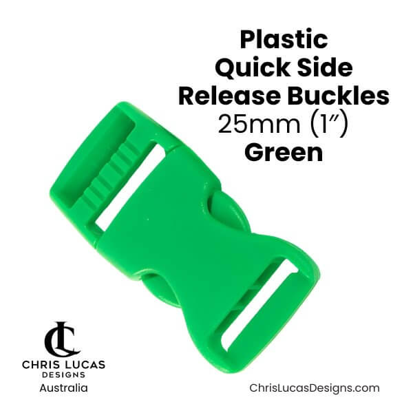 Plastic Quick Side Release Buckles 25mm Green from Chris Lucas Designs Australia