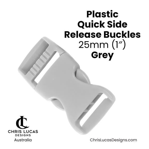 Plastic Quick Side Release Buckles 25mm Grey from Chris Lucas Designs Australia