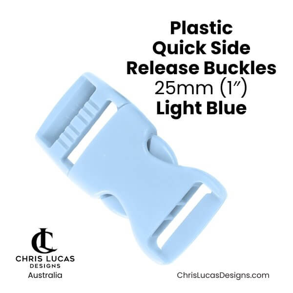 Plastic Quick Side Release Buckles 25mm Light Blue from Chris Lucas Designs Australia