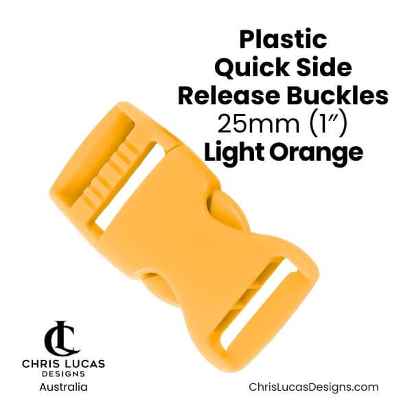 Plastic Quick Side Release Buckles 25mm Light Orange from Chris Lucas Designs Australia