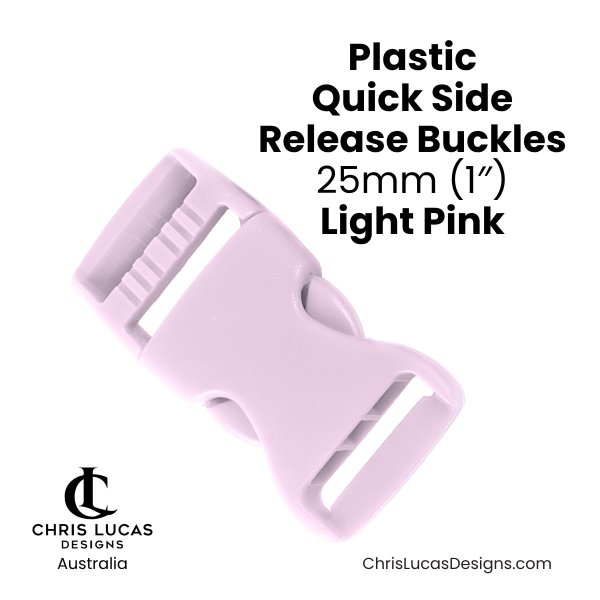 Plastic Quick Side Release Buckles 25mm Light Pink from Chris Lucas Designs Australia