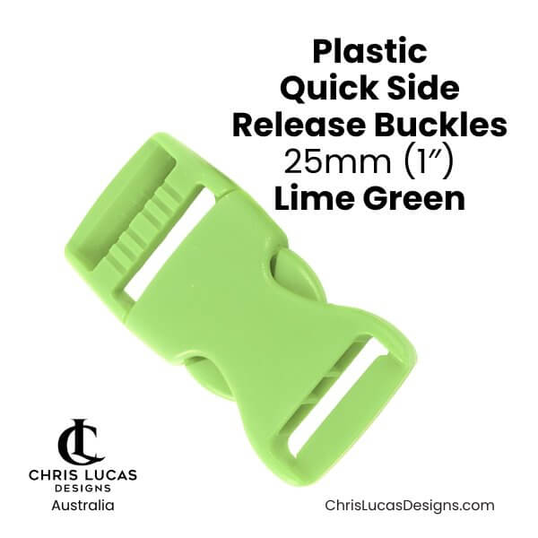 Plastic Quick Side Release Buckles 25mm Lime Green from Chris Lucas Designs Australia