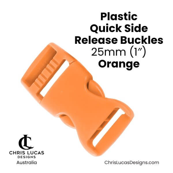 Plastic Quick Side Release Buckles 25mm Orange from Chris Lucas Designs Australia