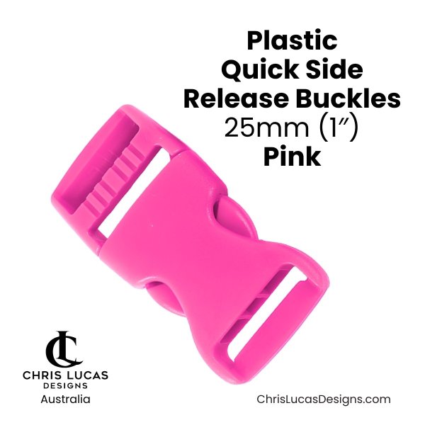Plastic Quick Side Release Buckles 25mm Pink from Chris Lucas Designs Australia