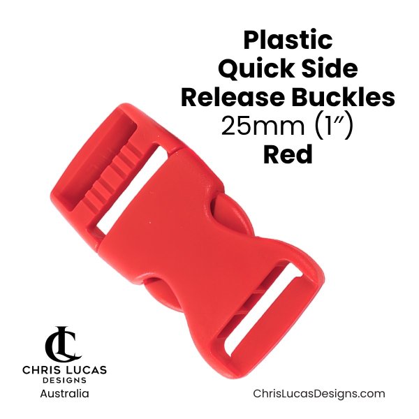 Plastic Quick Side Release Buckles 25mm Red from Chris Lucas Designs Australia