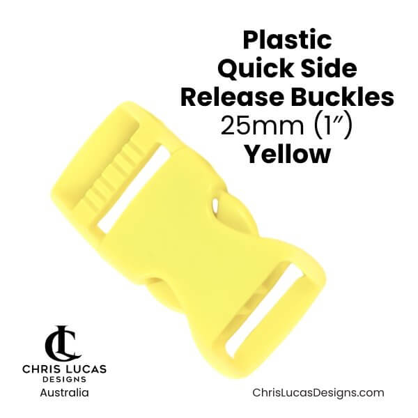 Plastic Quick Side Release Buckles 25mm Yellow from Chris Lucas Designs Australia