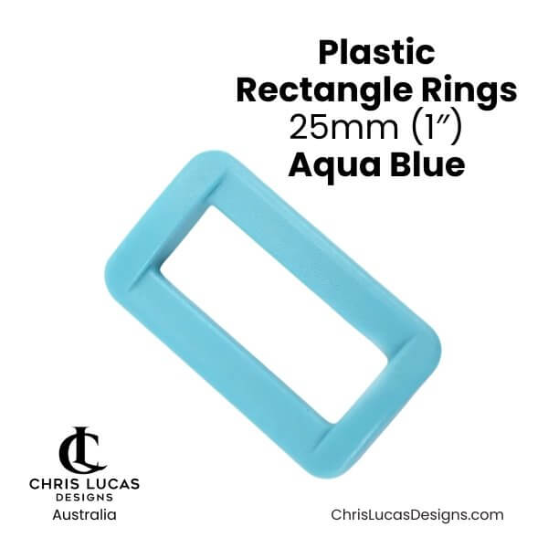 Plastic Rectangle Rings 25mm Aqua Blue - Chris Lucas Designs Australia