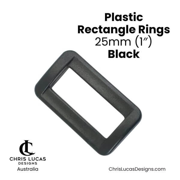 Plastic Rectangle Rings 25mm Black from Chris Lucas Designs Australia