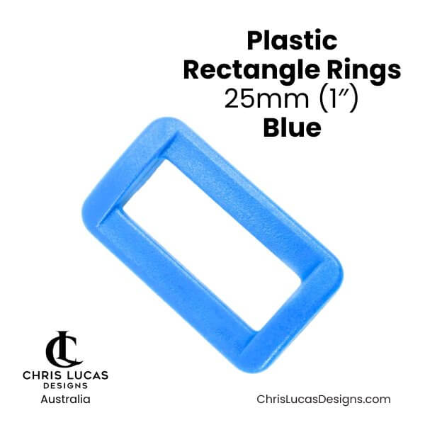 Plastic Rectangle Rings 25mm Blue from Chris Lucas Designs Australia