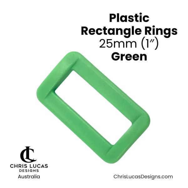 Plastic Rectangle Rings 25mm Green from Chris Lucas Designs Australia