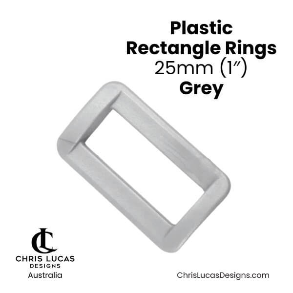 Plastic Rectangle Rings 25mm Grey from Chris Lucas Designs Australia