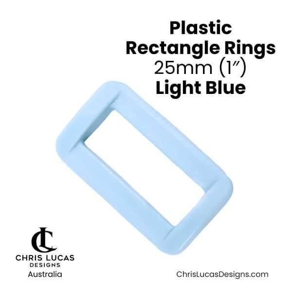 Plastic Rectangle Rings 25mm Light Blue from Chris Lucas Designs Australia
